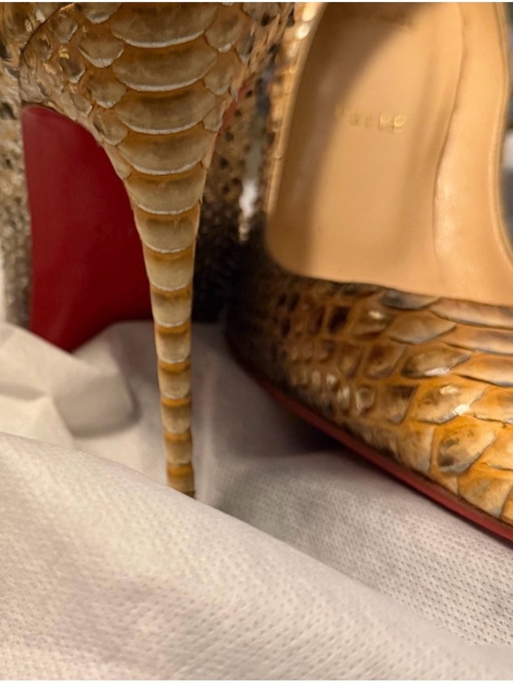 Christian Louboutin Tan Python So Kate Heels